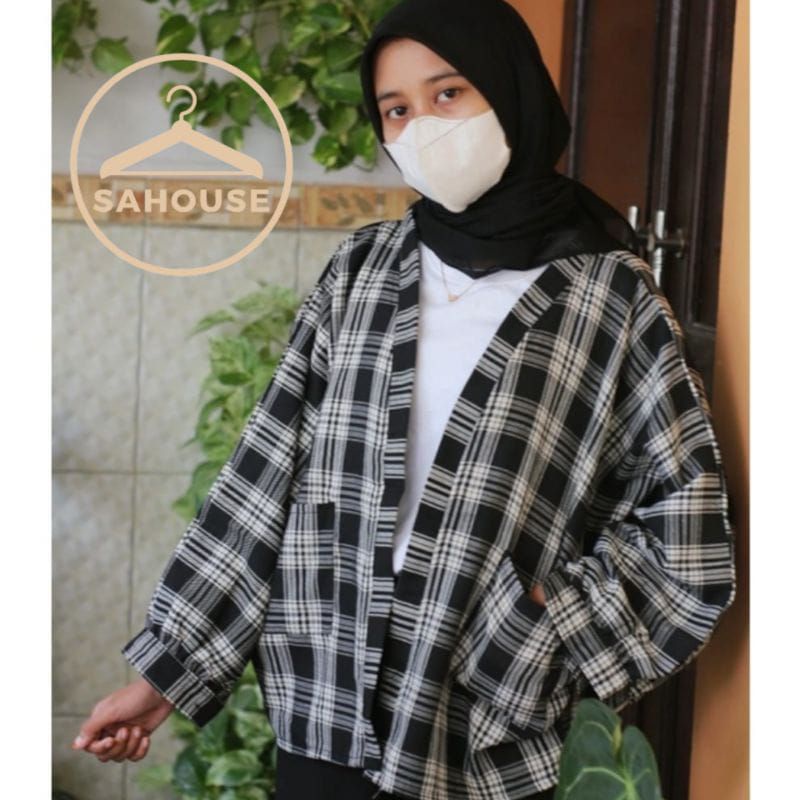 Kemeja Tamara Batwing flanel Outer||Kemeja Kotak-Kotak Oversize