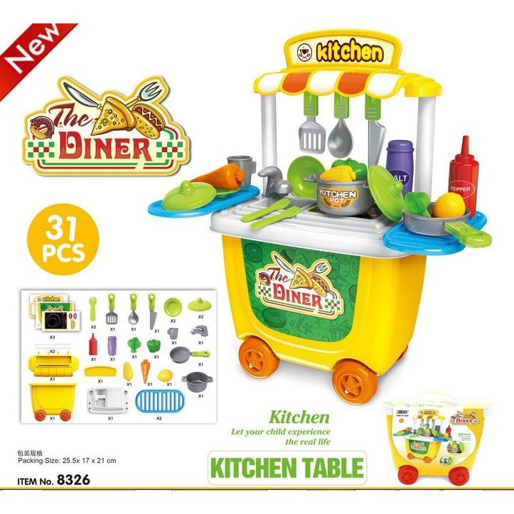 Dream suitcase toolset kitchen set doctor mainan anak box beroda