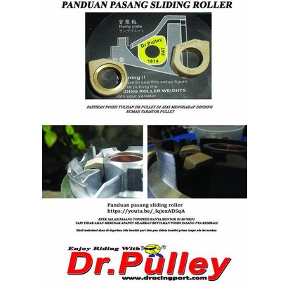 Sliding roller DrPulley SR2012 Yamaha NMAX