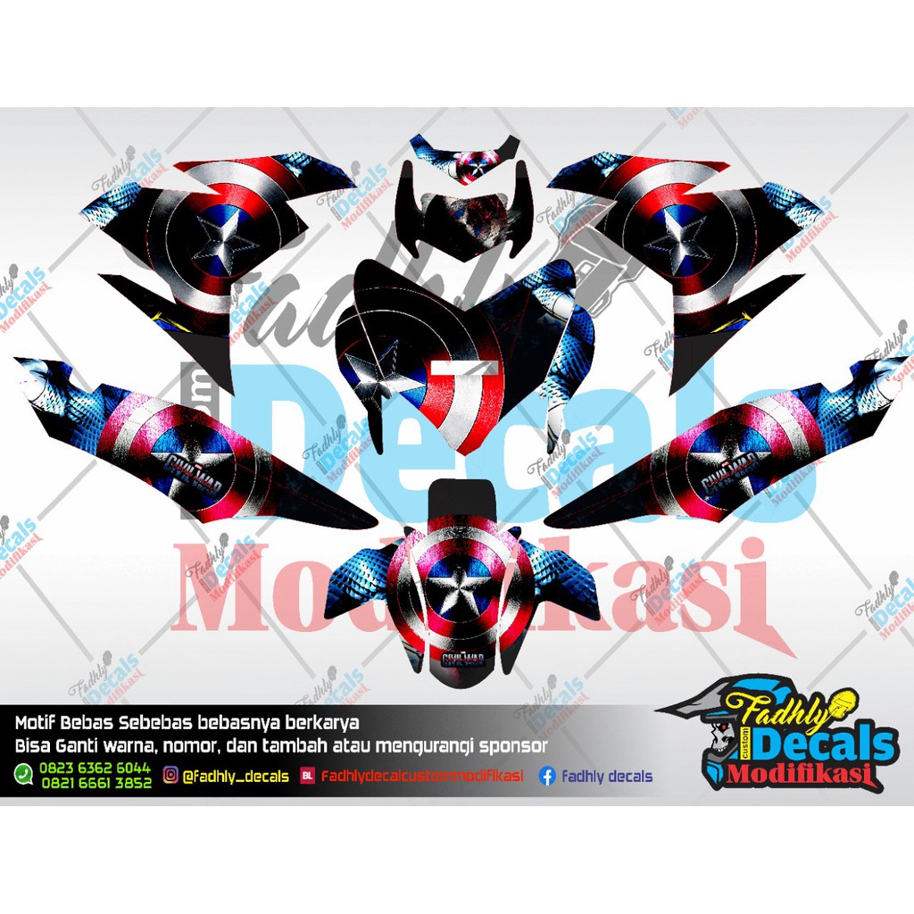 Decal MX king Captain america Biru