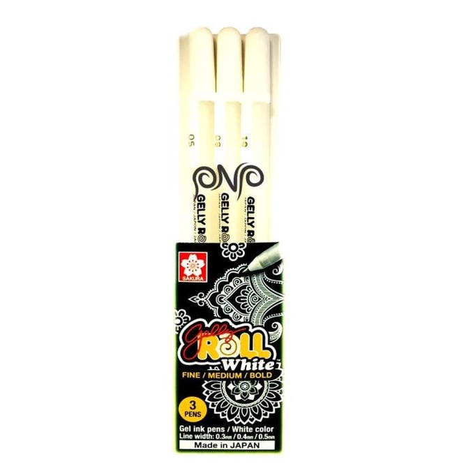 

<<<<<] Sakura Gelly Roll White Pen Set 3 Gel ink Pens Bolpen Gel Tinta Putih