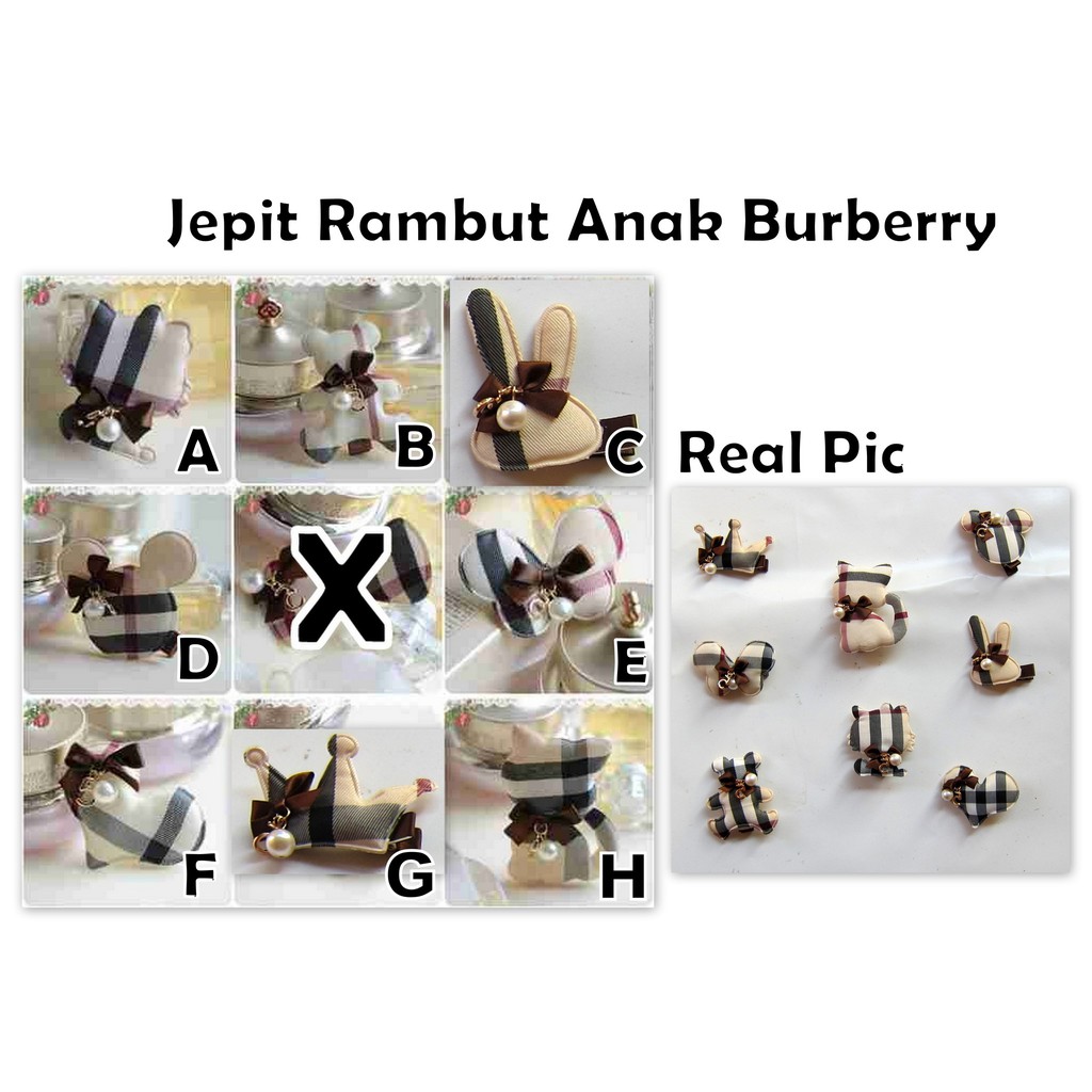 Jepit Ikat Rambut Anak Kotak Coklat Krem