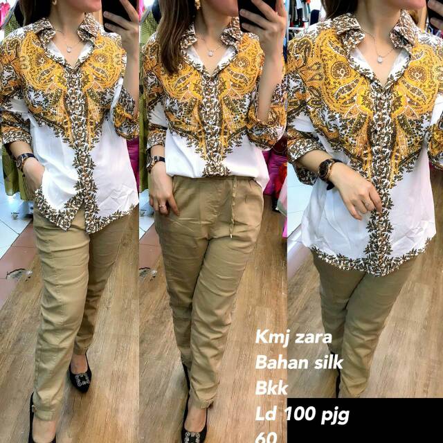 Kemeja zara bahan silk 015