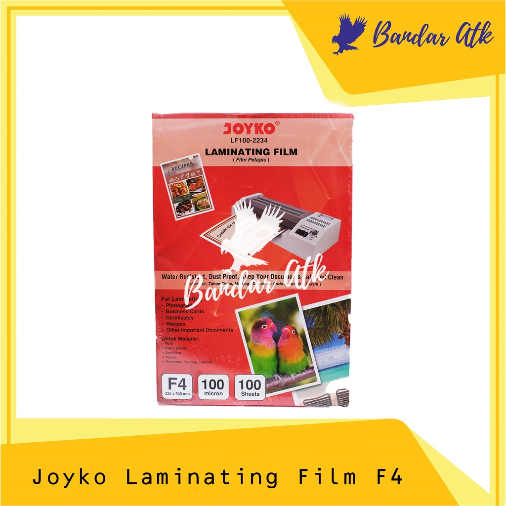 

Laminating Film F4 Plastik Laminating Folio Joyko F100 2234 [1 PACK]