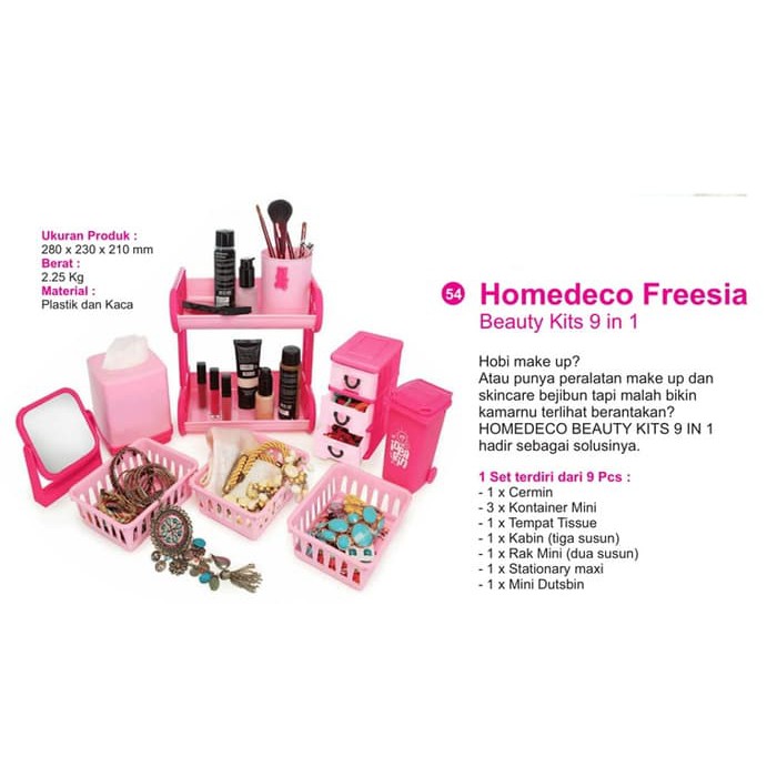 TEMPAT KOSMETIK Homedeco Freesia Beauty Kits 9 in 1 Freesia 9 in 1 Rak Kosmetik Set