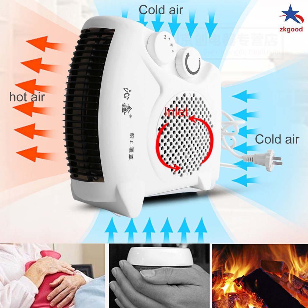 Zkg 200 500w Portable Room Floor Upright Flat Electric Fan Heater Hot Cold Shopee Indonesia