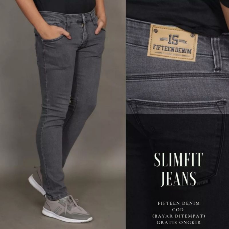 Celana Jeans Skiny Streetch Original Fifteen denim - Celana Jeans Pria