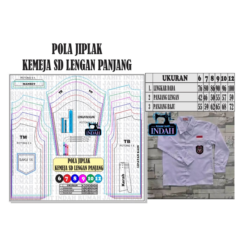 Pola baju pola jahit SERAGAM SD