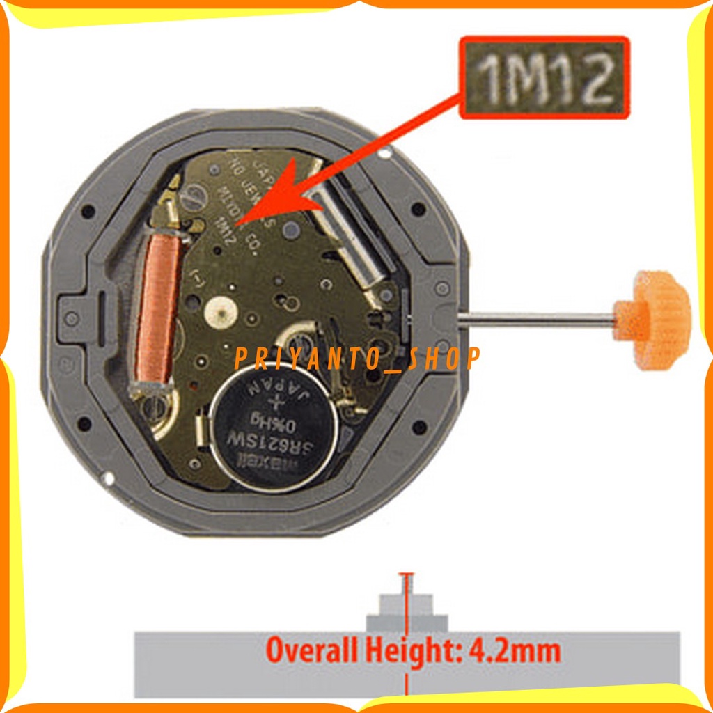 MESIN JAM TANGAN MOVEMENT MIYOTA 1M12 1M12-6 TANGGAL BAWAH