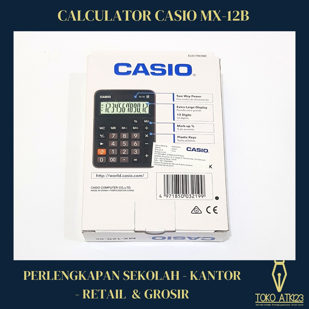 Calculator / Kalkulator Merk Casio MX-12B Extra Large Display