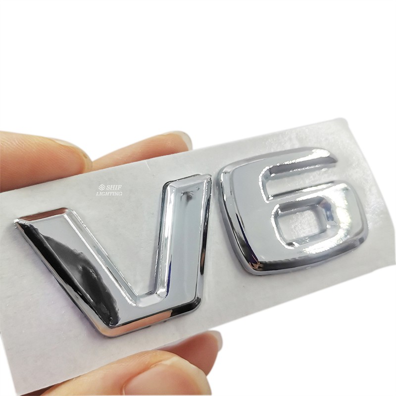 1 x ABS V6 KOMPRESSOR Letter Car Auto Decorative Emblem Badge Sticker Decal Replacement For Mercedes Benz V6