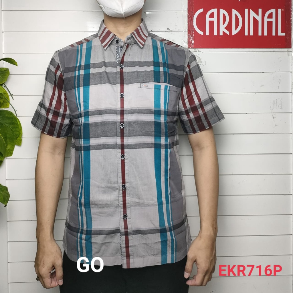 gof KIP CARDINAL KEMEJA SLIMFIT Pakaian Atasan Pria Hem Casual Santai Motif Original Lengan Pendek