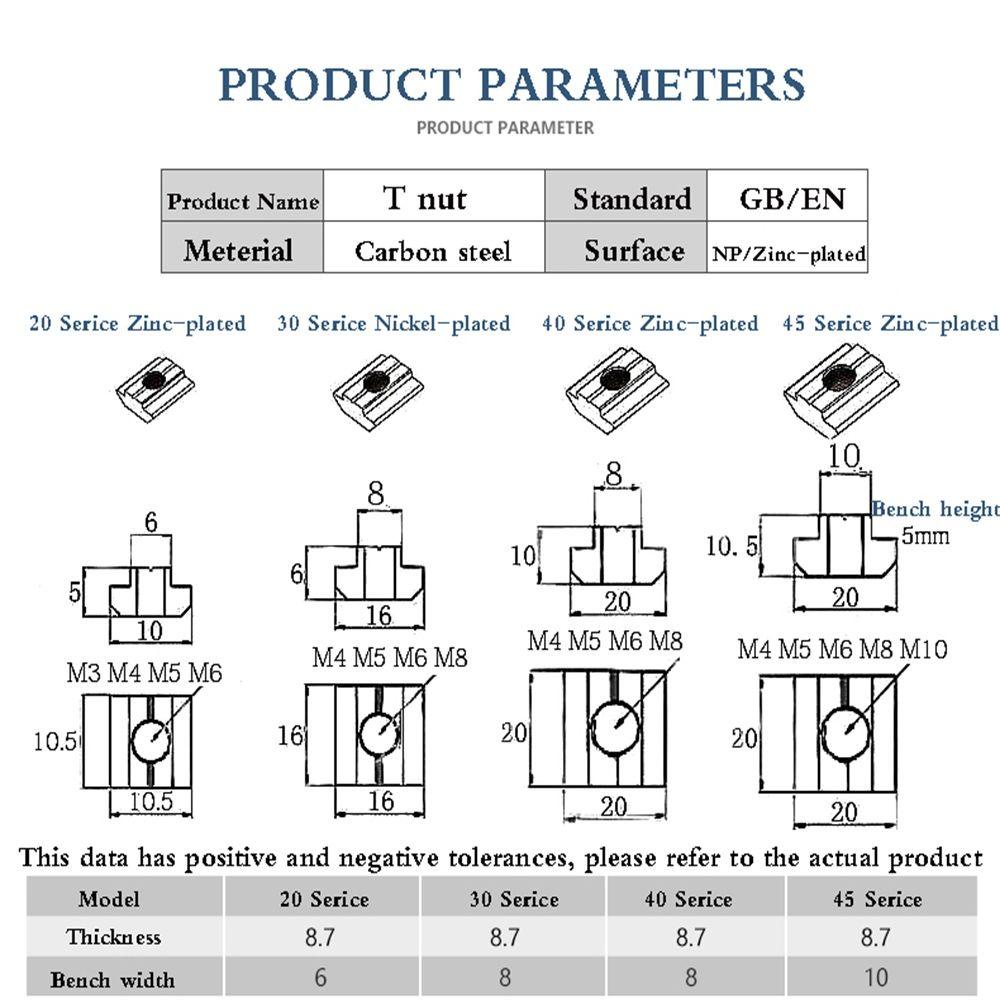 Nickolas1 Mur 2020 3030 4040 4545besi Profil T Blok T-Track Sliding T Slot Nut
