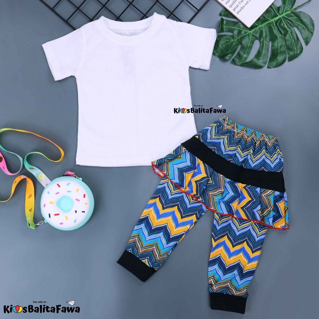 Setelan Zahra uk Bayi - 4 Tahun / Baju Anak Perempuan Celana Panjang Setelan Umbrella Pants Kaos Polos