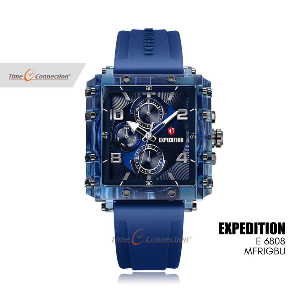 Expedition E 6808 MFRIGBU Biru Original / Jam Tangan Wanita Pria Karet / Donker Blue Rubber MF RIGBU