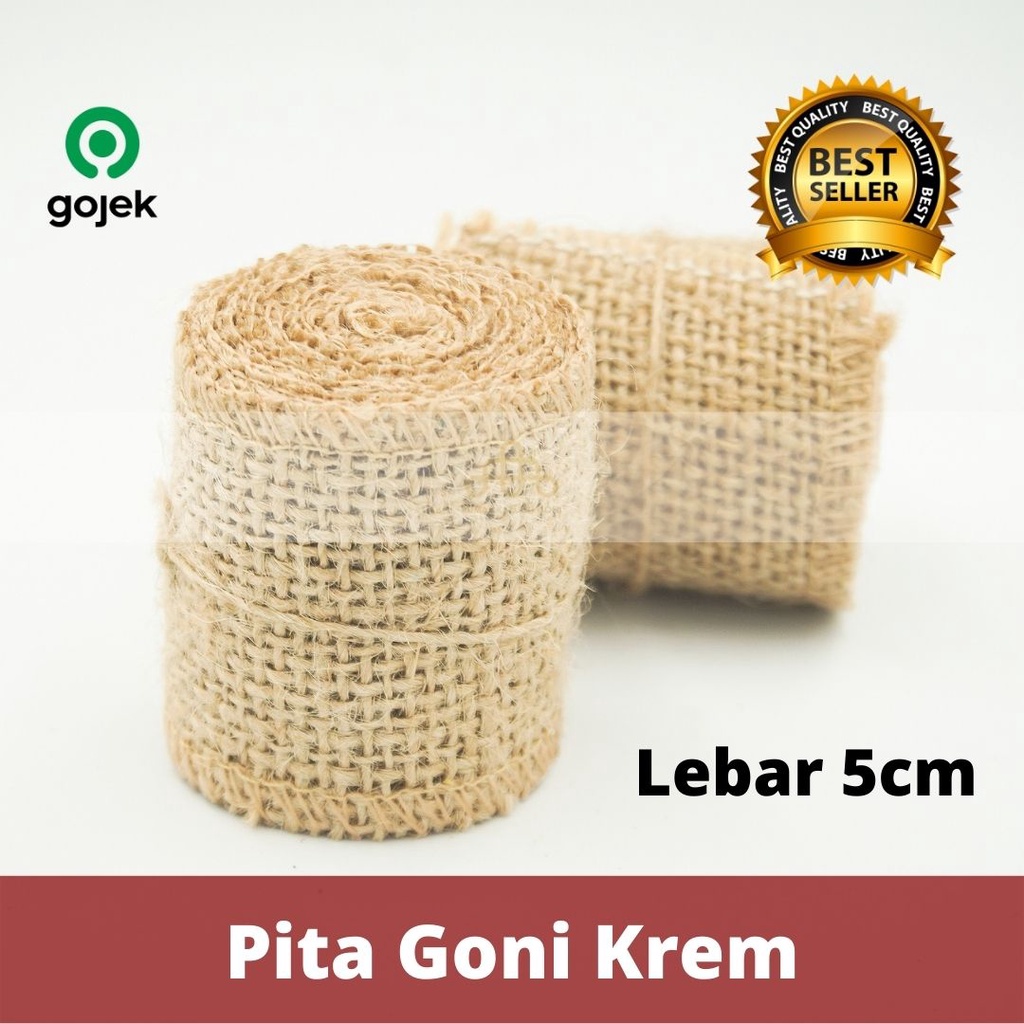 Pita Goni Obras Krem 5 x 115 CM Roll - Pita Hampers - Pita Dekorasi - Pita Souvenir - Pita Aksesoris