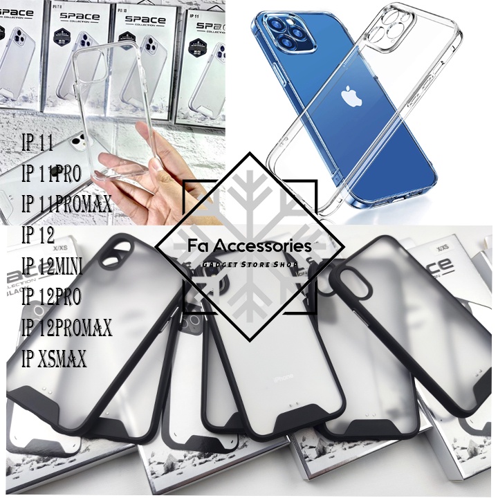 FA CASING SPACE CLEAR BLACK CASE IMPACT DROP IPHONE 11 11PRO MAX 12 12MINI 12PRO 13 13MINI 13PRO XS MAX PRO