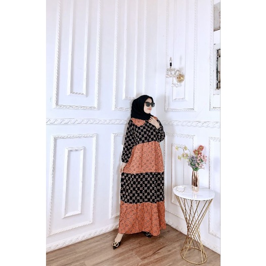 MIDI DRESS  TERBARU // MIDI DRESS KEKINIAN // MIDI DRESS RAYON PREMIUM | LEBAR DADA 110 CM