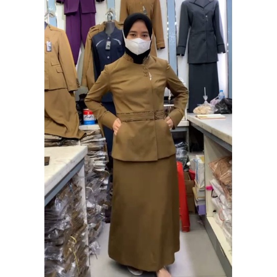 Seragam Princessfa / Seragam PNS / Seragam Pemda / Baju Pemda / Baju Pemda Wanita / Baju Keki Tua / Baju khaki tua / Seragam PNS keki tua / Seragam Khaki Tua / Khaki Tua Rok A / Baju PNS ASN / Baju Kerja / Baju PDH Pemda / Baju Guru