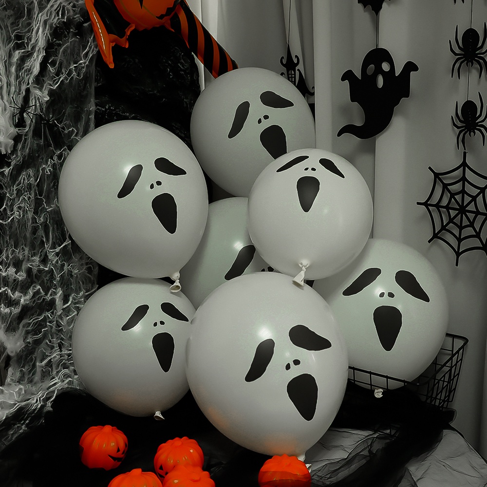 10pcs / Set Balon Latex Motif Kelelawar / Penyihir Seram Ukuran 12 &quot;Untuk Dekorasi Pesta Halloween