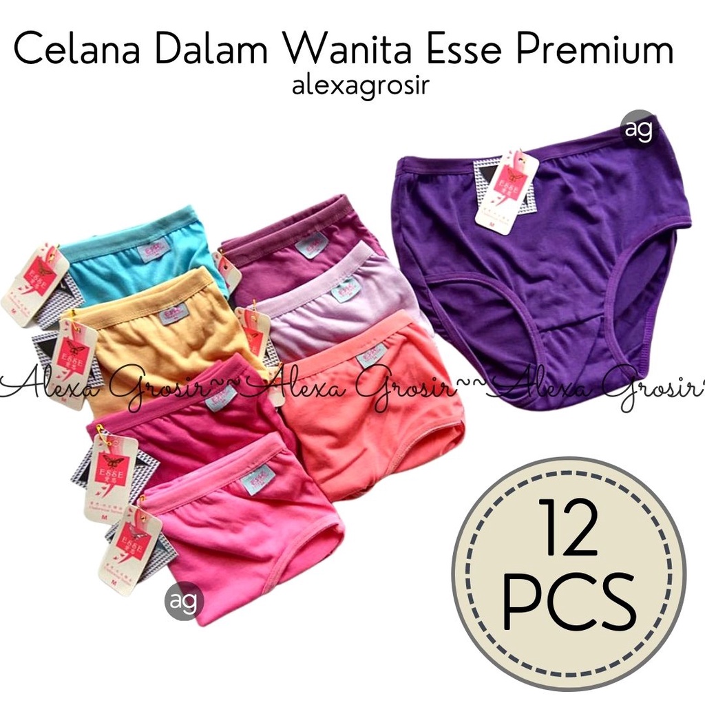 12 PCS Undies celana dalam wanita polos esse  - ALEXA GROSIR