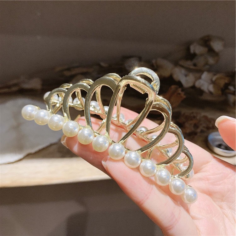 Jepir rambut korea wanita jepit jedai besar mutiara motif baru import 9.2cm