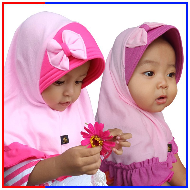 Jilbab Anak Bayi Lucu Usia 1 Tahun Bahan Kaos TC Adem