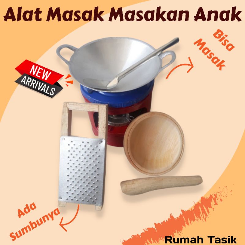 Set Mainan Masak Masakan Anak Tradisional Paket Parutan Dan Cobek