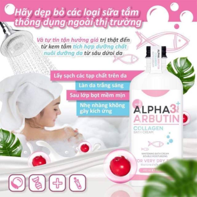 BPOM ALPHA ARBUTIN 3 PLUS WHITENING COLLAGEN BATH CREAM / SOAP SABUN MANDI / PEMUTIH BADAN 350ml