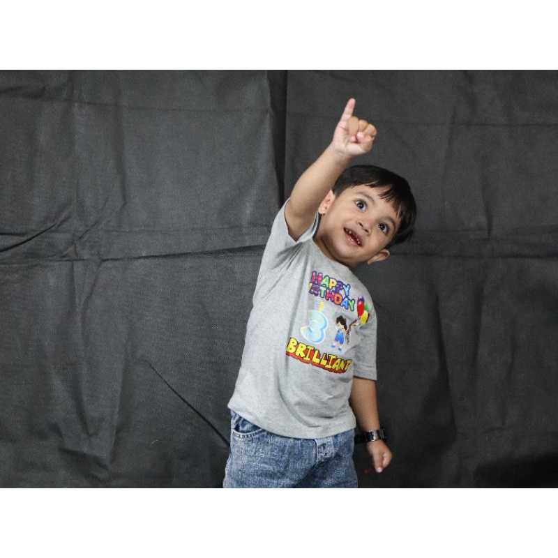 KAOS ANAK CUSTOM ULANGTAHUN (DESAIN SUKA-SUKA)