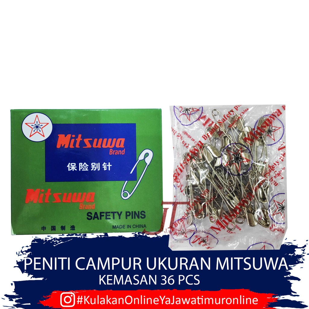 Peniti Putih Mitsuwa isi 36 Campur Ukuran - Bukan Peniti Swan - Peniti Mitsuwa