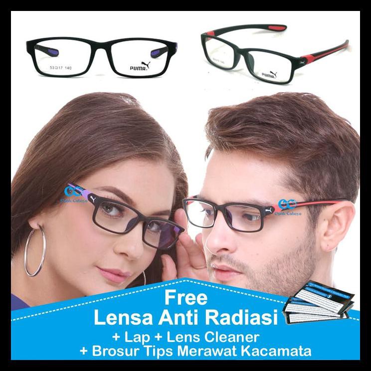 Indh Frame Kacamata Puma Minus / Baca Pria Sporty Anti Radiasi Antiradiasi - Ungu TERMURAH Kode 1272