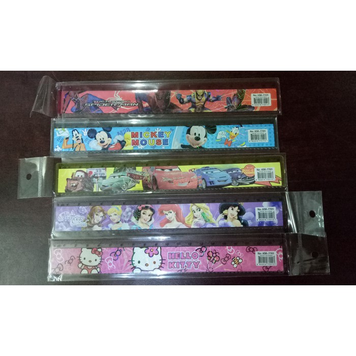 

Penggaris Anak 20 cm/ruler spiderman-cars-princess-mickey-hello kitty