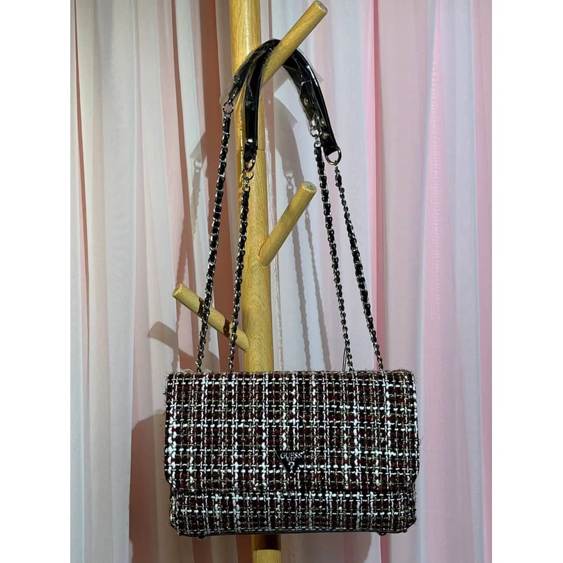 TAS GUESSS GS SHOULDER BAG TAS BAHU TAS SELEMPANG SLING BAG RYAN RAJUT TWEED CROSSBODY FAHION IMPORT PREMIUM #3027