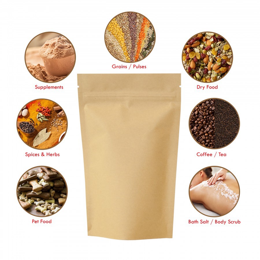 [5 Pcs] Standing Pouch Coklat Spesial  Kraf Paper Ziplock Delkochoice Kemasan Snack Plastik / pouch kopi / kantong wadah biji bijian