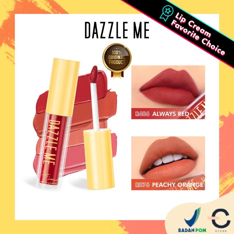 [ORI &amp; BPOM] DAZZLE ME Velvet Matte Lip Cream | Lip Stain | Lip Matte | Lip Tint | Vitamin E Waterproof Lipstik Pigmented Tahan Lama BPOM 2,5g