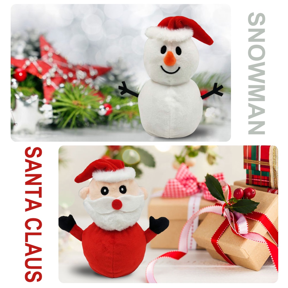 Mainan Boneka Santa Claus Model Sisi Ganda Bahan Plush Untuk Dekorasi Natal