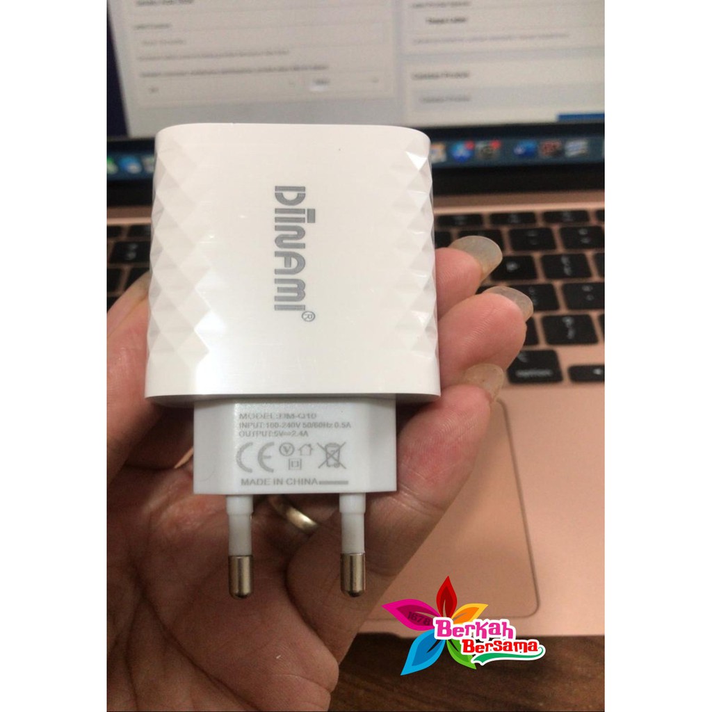 BM058 Diinami Q10 Cashan charger original 2.4Amper Samsung oppo xiaomi realme Vivo Free kabel Micro BB3250