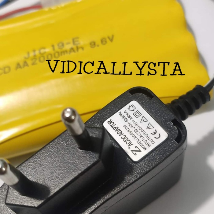 Paket Baterai NiCd RC AA 2000mAh 9.6V Model 3 Socket Putih isi 8