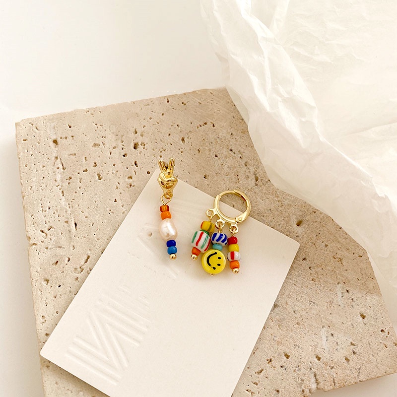 Anting Tusuk Gantung Asimetris Desain Permen Kartun Handmade Untuk Wanita