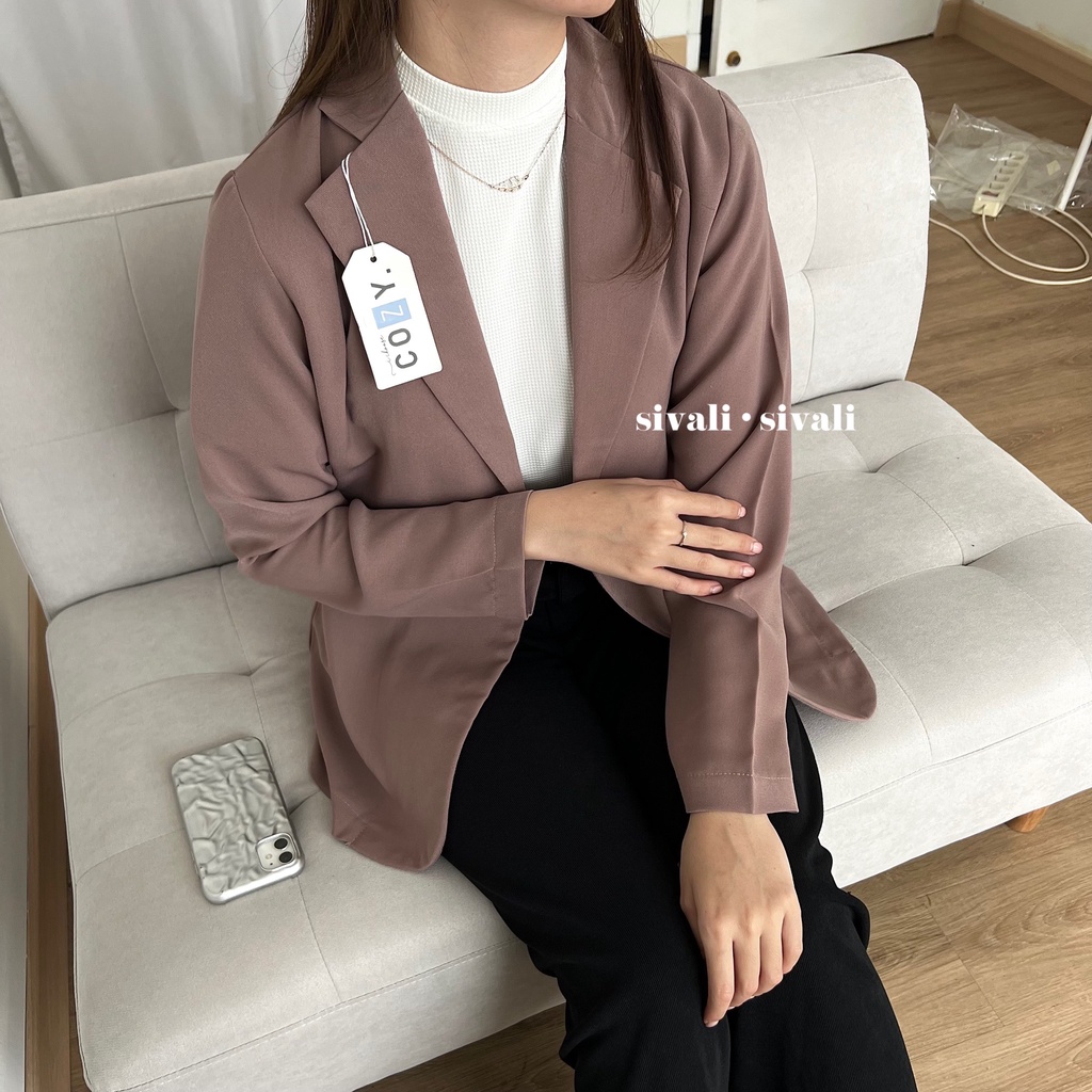 Jane Blazer 2048 - Korean Blazer Wanita Lengan Panjang - Outer Blazer - Blazer Kerja-Brown