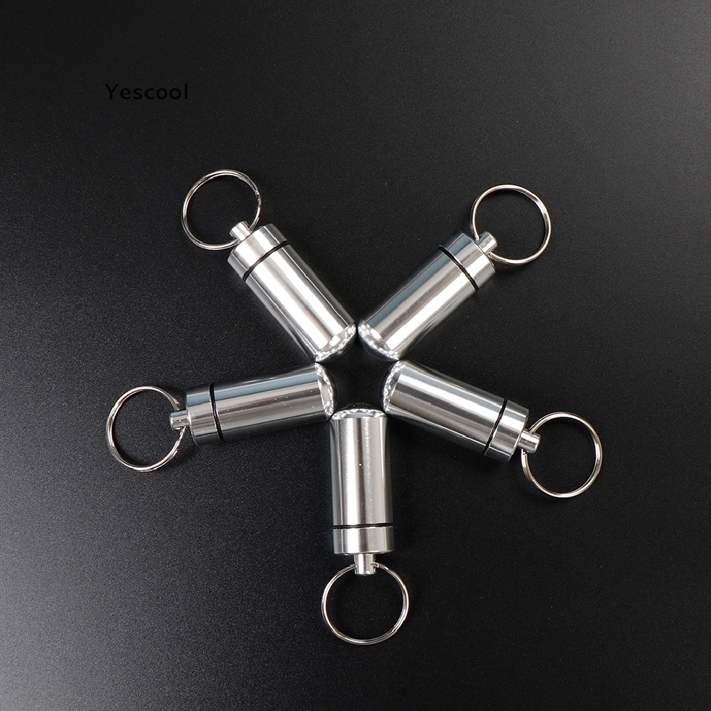 Yescool 5 Pcs Waterproof Aluminum Box Case Drug Container Holder Keyring .