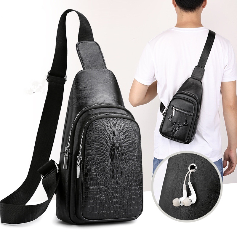 TAS SELEMPANG PRIA KULIT HITAM CROCO DIAZ IMPORT SLING BAG KEKINIAN CROSSBODY TA563B5 WAISTBAG COWOK KEREN BRANDED DISTRO LAKI PREMIUM FASHION BATAM