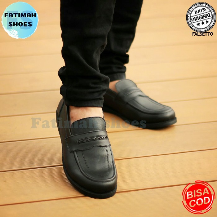 FATIMAHSHOES - Sepatu Kulit Pria Sepatu Slip On Casual Kulit Asli Original Shoes Sepatu Formal Kerja Pria Loafers