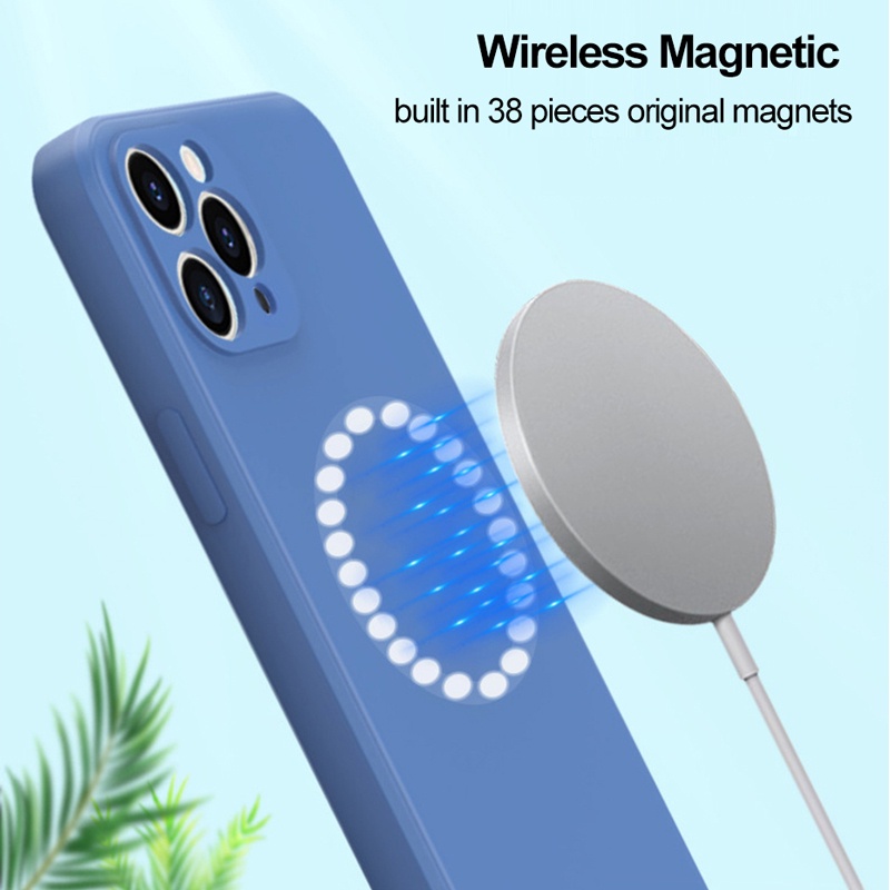 Wireless charging magnetic suction for iphone 13 12 pro max Xs max XR 7/8plus liquid silicone velvet drop protective case