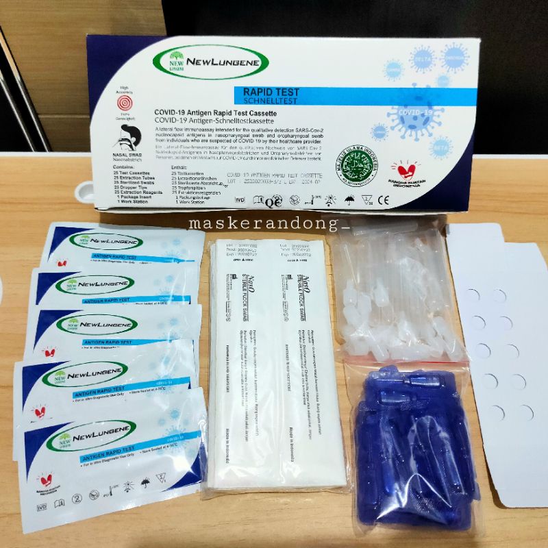 Rapid Test Antigen New Lungene Biru Ecer Deteksi Omicron dan Delta / Alat Rapid Test Antigen Mandiri