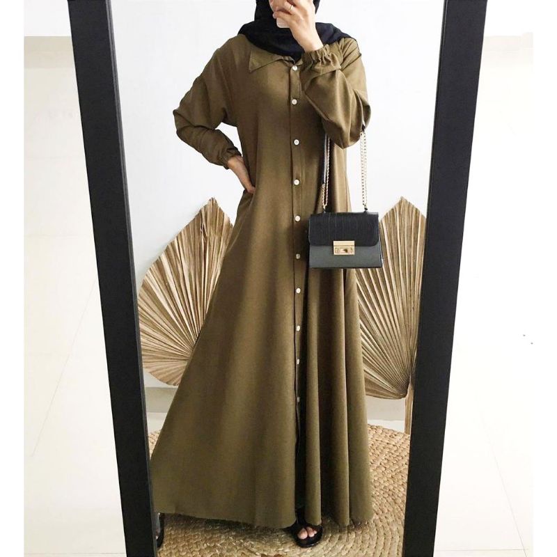 GAMIS MOSCREPE POLOS NIDIA DRESS MOSCREPE BUSUI DAILY DRESS MUSLIM