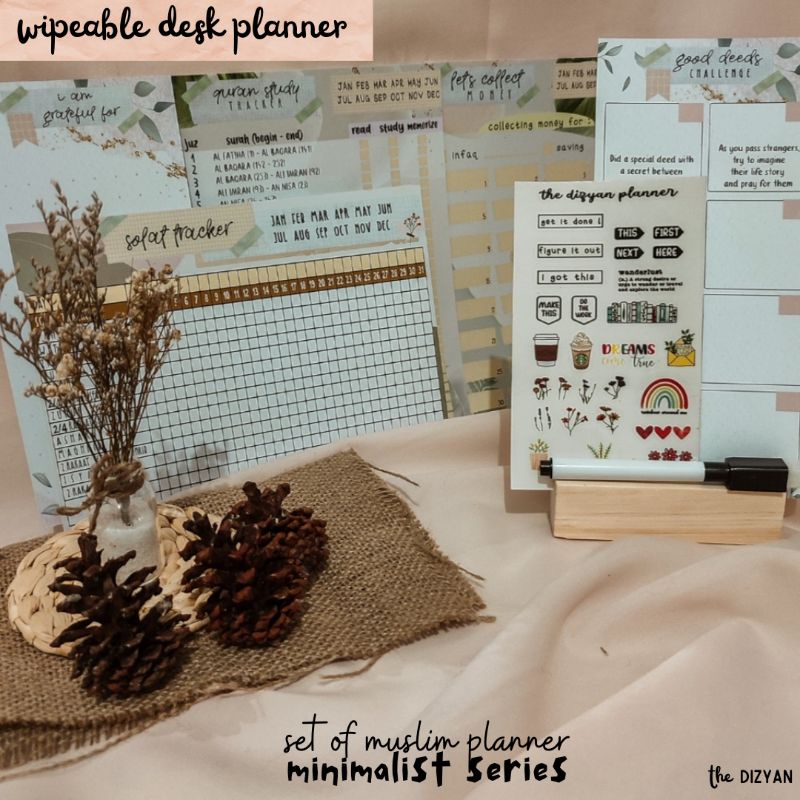 

Wipeable Desk Planner/ Muslim Planner / Minimalist Series / Schedule Board