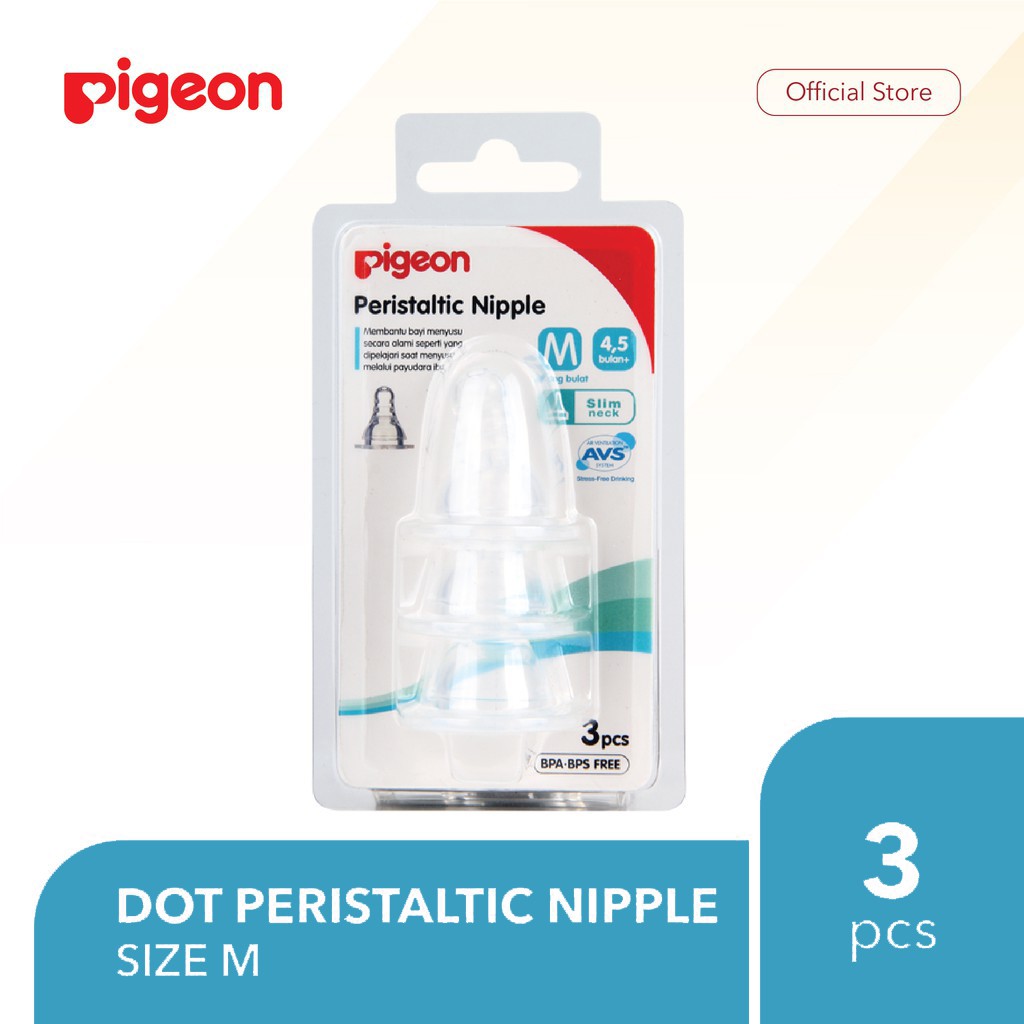 PIGEON Dot Peristaltic Nipple untuk Botol Slim Neck (3 Pcs)