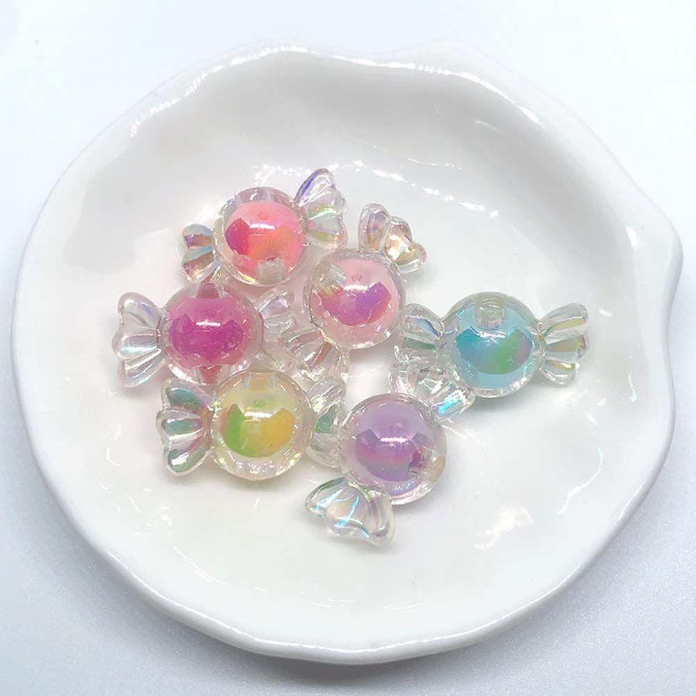 Mxbeauty Candy Acrylic Beads Colorful 10pcs Gelang Bentuk Gula Laser AB Plated Color Spacer Beads